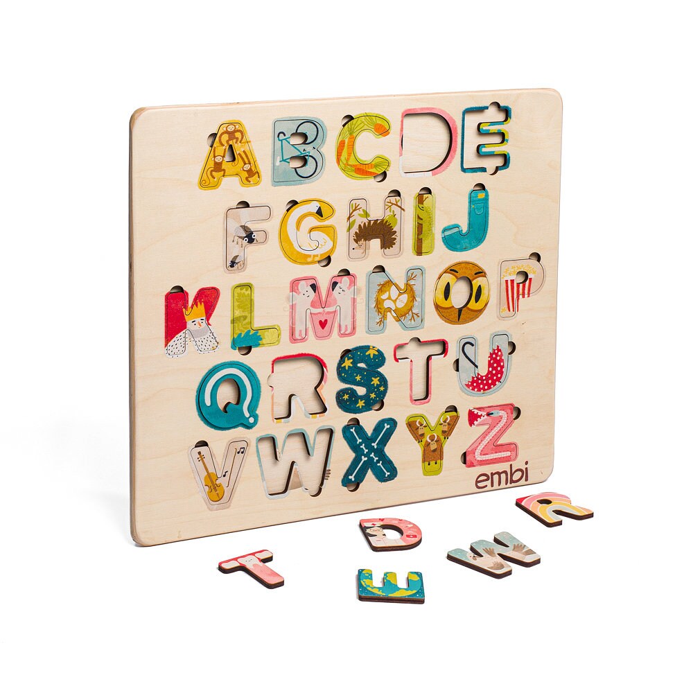 English Alphabet and Numbers Puzzles, Set of Wooden Montessory