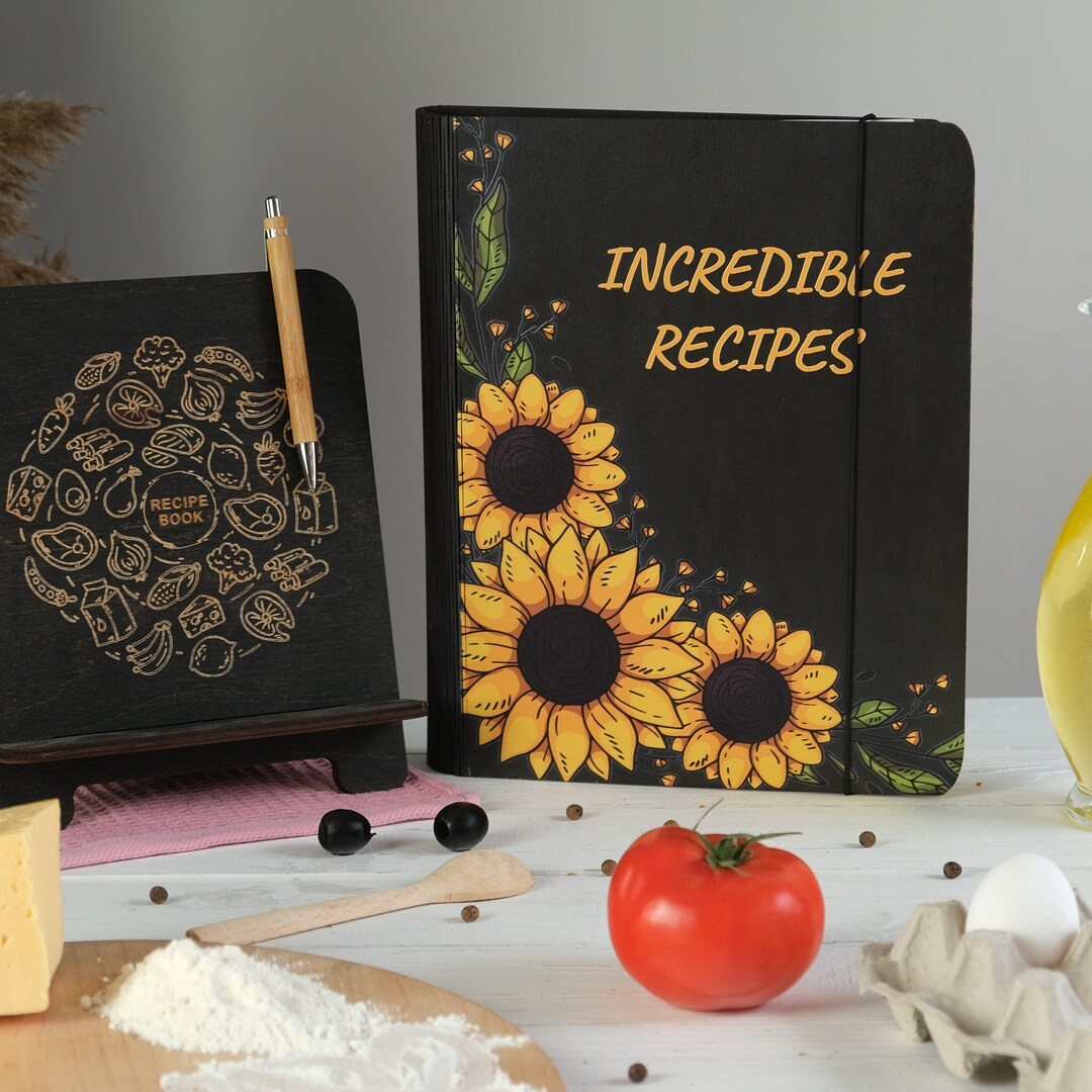 Sunflower Recipe Book to Write in Recipe Binder With Stand Family