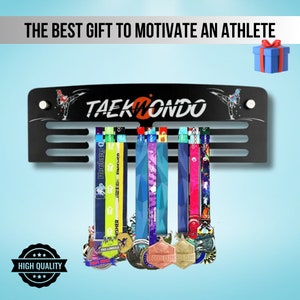 Suporte de metal para medalhas de Taekwondo, porta-troféus, organizador de prêmios de artes marciais, suporte para fitas de parede, expositor de medalhas para crianças de karatê