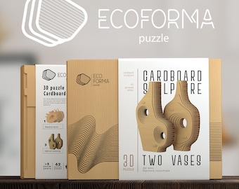 DIY-Kartonvasen-Set (2er-Set), 3D-Puzzle-Skulpturen-Bausatz, Einzugsgeschenk für Erwachsene