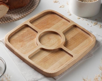 Snack wooden plate, square wooden serving dish, tray with engraving, wedding gift idea, cheese board, decorative tray, breakfast tray