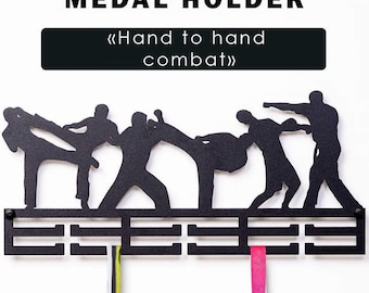 Hand to Hand Combat Medal Holder, Martial Arts Award Display, Personalized Sports Medal Hanger