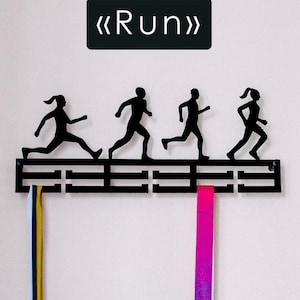 Runner Medal Display, Race Medal Hanger, Medal Rack Wall Decor, Running Medal Holder for Adults and Kids, Ribbon Organizer for Run Jogging