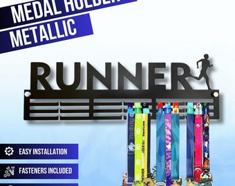 Metal Medal Holder for Runners, Wall-Mounted Medal Rack, Running Medal Display, Marathon Organizer, Sports Medal Hanger, Runners Keepsake
