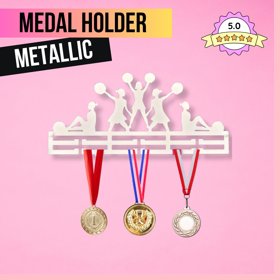 Metal Medal Holder Cheerleaders Athlete Medals Hanger Medal Rack Frame Cheerleading Awards Ribbon Wall Mount Tiered Award Over 60 Sport Race Runner