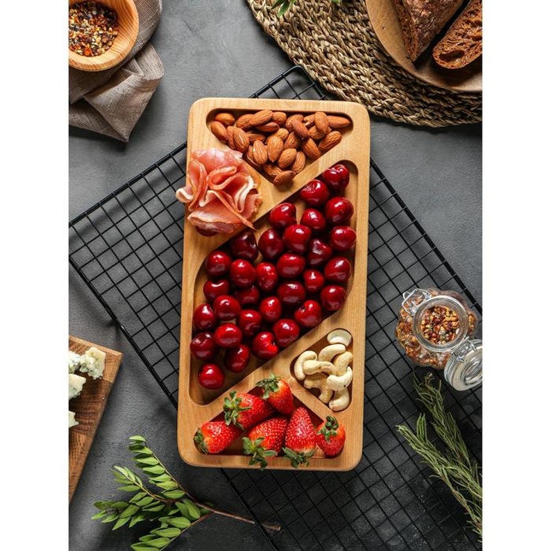 Wood Plate With Sections Breakfast Platter Serving Tray Etsy