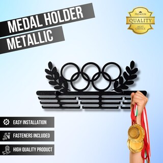 CREATCABIN Porta Medaglie Da Triathlon Porta Medaglie 30+ Porta Medaglie Porta Medaglie In Metallo Nero Mensola Organizer Supporto Per Medaglie Cornice Piccola Montaggio A Parete Da Appendere 29x13cm