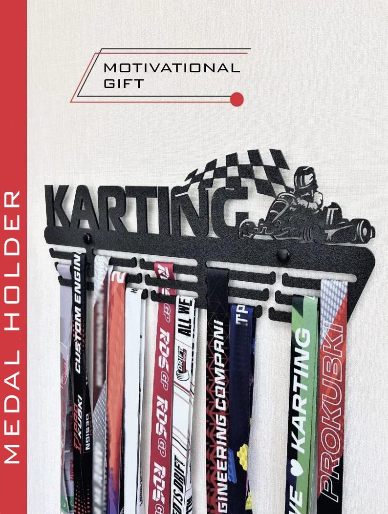 Medal Rack Racing Karting Medal Holder, Go Kart Racing Medal Display, Metal Medal Rack ...