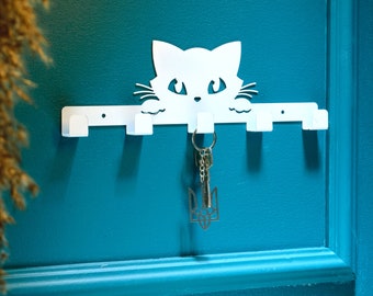 Cat Key Hook Holder, Metal Wall Mounted Organizer, Wardrobe Accessories for Clothing
