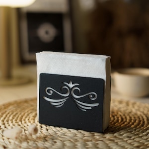 Porta tovaglioli nero, porta tovaglioli in metallo, porta tovaglioli personalizzato, accessori da cucina, contenitori per tavolo da pranzo, porta tovaglioli in acciaio
