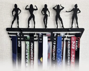 Strong Women Medal Rack, Womens Fitness Medal Holder, Bodybuilding Meda Hanger for Woman, Wall Awards Display, Medal Organizer for Female