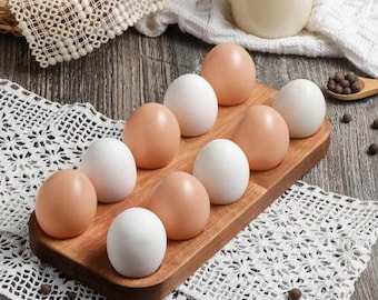 Farmhouse Wooden Egg Holder, Rustic Dispenser for 10 Eggs, Custom Kitchen Gift, Perfect Gift for Wife, Country Decor, Secret Santa Gifts