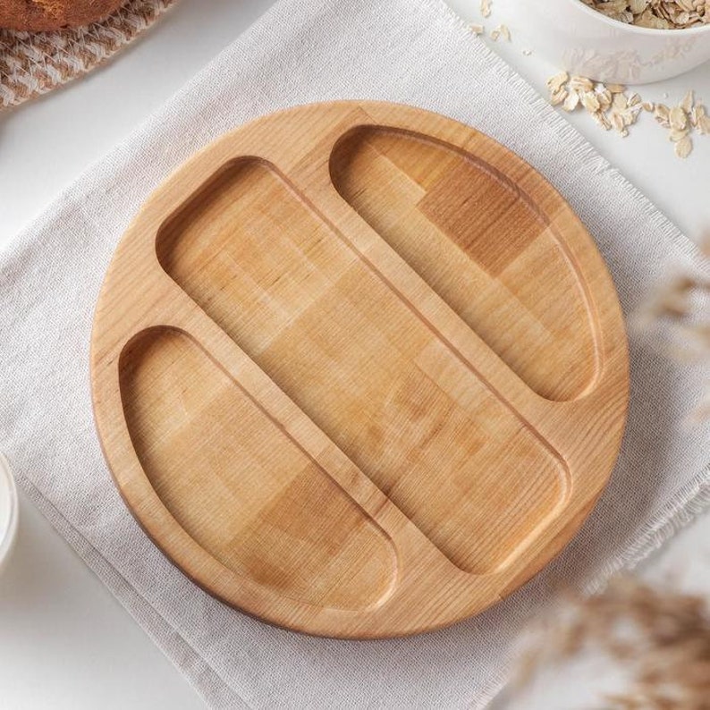 Divided Snack Plate With Engraving Wooden Serving Tray Candy Etsy