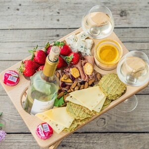Wine and Cheese Portable Table, Wine Glass Holders Wood, Serving Picnic Table, Wine Gift, Personalized Gift, Wine Lover Gift image 7