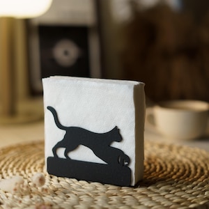 Porta-cartas de metal com design de gato, conjunto moderno de porta-guardanapos com logotipo, suporte para guardanapos de mesa, decoração de mesa de café, acessórios de restaurante para mesa