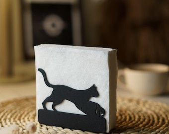 Metal Letter Holder Cat Design, Modern Napkin Holder Set with Logo, Table Napkin Caddy, Cafe Table Decor, Restaurant Accessories for Table