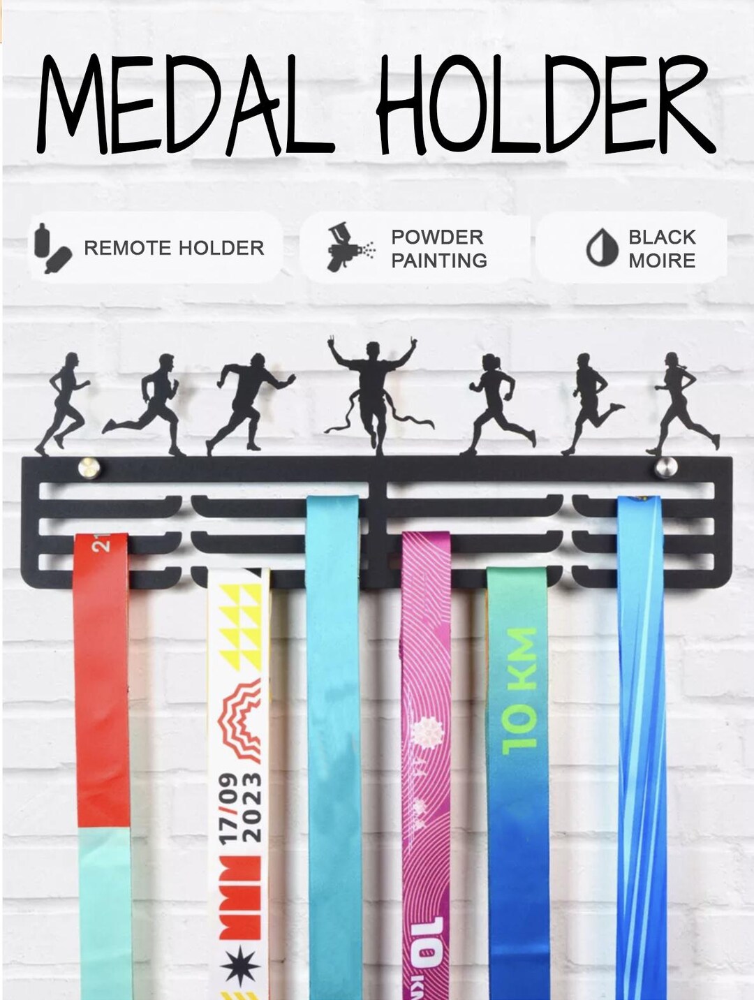 Medal Display for Runners, Running Ribbon Holder, Metal Medal Holder ...