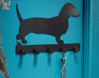 Dachshund Leash Hanger & Key Holder - Wall Mounted Made In USA Organizer
