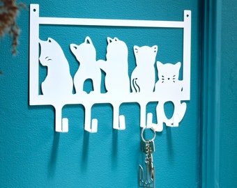 Cat Key Rack Wall Organizer, Entryway Decor, Wall Mounted Rack, Gifts for Friends, Home Storage