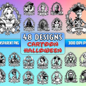 48 Designs Cartoon Halloween Bundle Png, Cartoon Characters Clipart, Cartoon Movies Png, Halloween Vibes Png, Halloween Png, Commercial Use