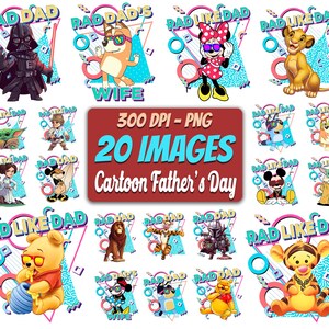 20 Designs Cartoon Father's Day Bundle Png, Happy Father's Day Clipart, Best Dad Ever Png, Rad Like Dad Png, Cartoon Dad Png, Commercial Use
