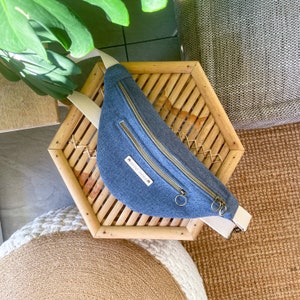 Sac Banane en Velours Bleu Jean