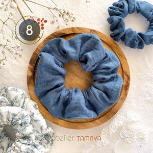 DERNIERE CHANCE / Chouchou / édition limitée / chouchou cheveux / chouchou fleurs / scrunchies / chouchou coton / chouchou enfant adulte 08 - Bleu Pailleté