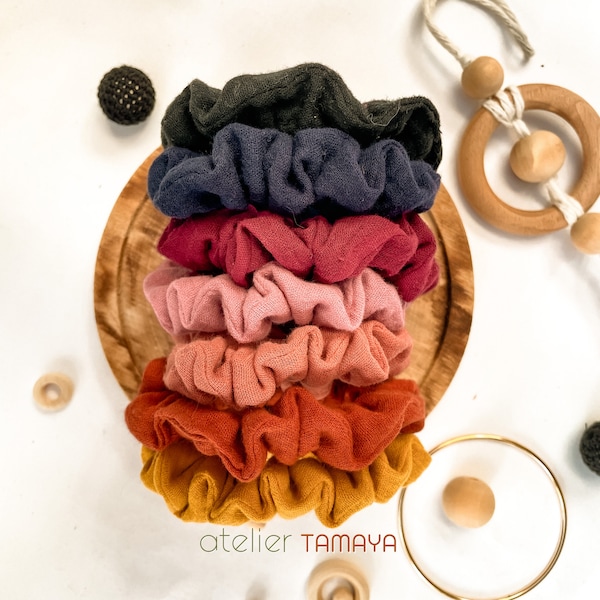 DERNIERE CHANCE / Chouchou / chouchou cheveux / gaze de coton / scrunchie / chouchou coton / chouchou couleur / chouchou enfant adulte