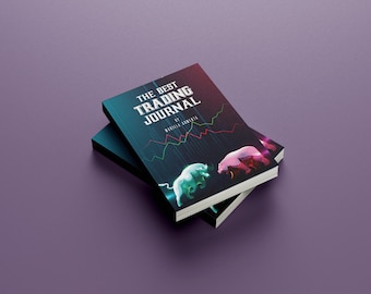 Könnte beinhalten: Ein Buch mit dem Titel "The Best Trading Journal" von "Maxwell Lorenzo" mit einem schwarzen und grünen Bullen und einem rosa Bären auf dem Cover.