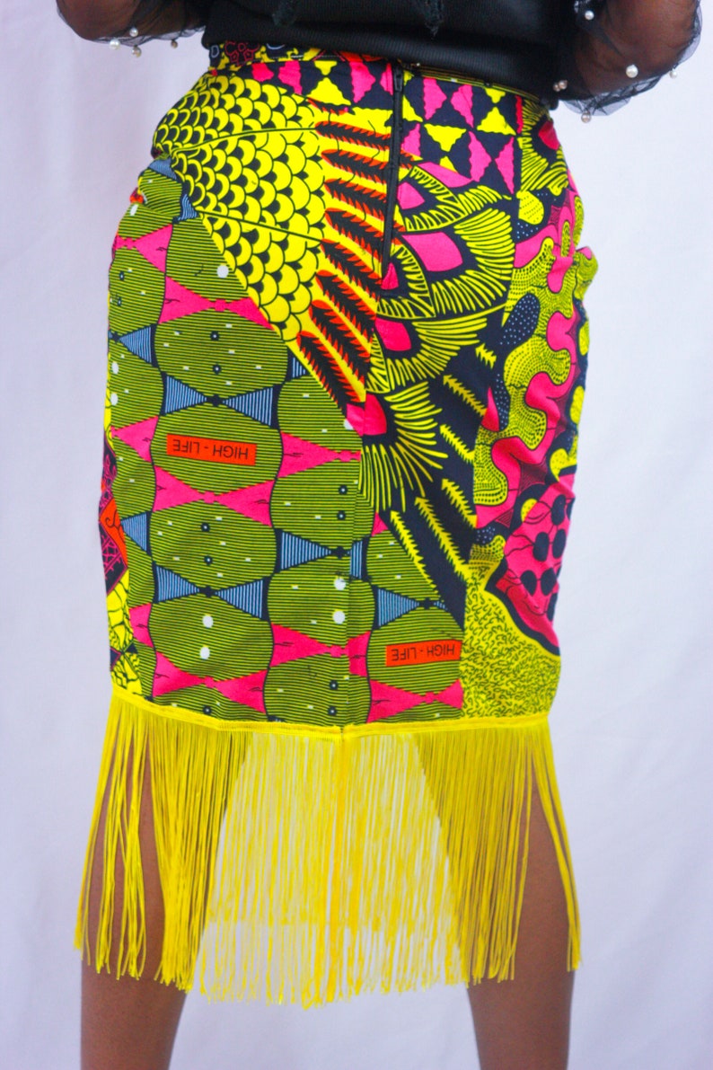 Keila Pencil Skirt with Fringe Detail