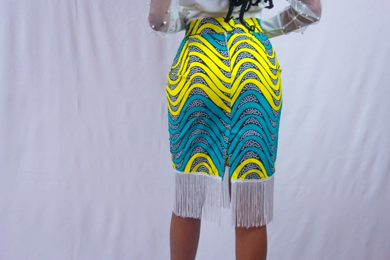 Keila Pencil Skirt with Fringe Detail