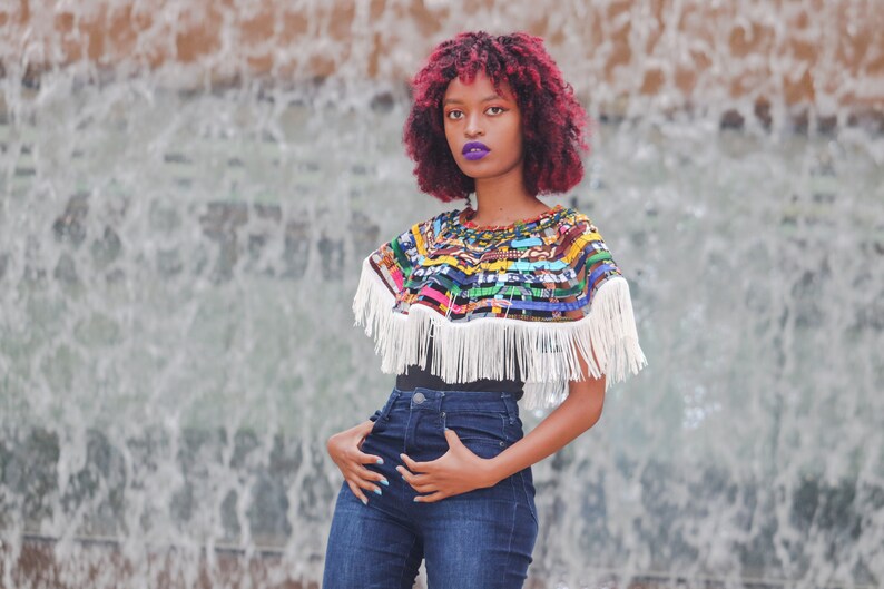 Ankara Statement Neckpiece African Cape Ankara Cape Top Wax Fringe Cape Kitenge Fringe Cape Ankara Web Top Fringe Ankara Cape ONE SIZE