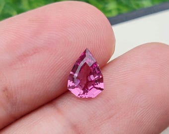Neon Pink Garnet Shield Cut | Vivid Magenta Rhodolite 1.45 Ct | Hot Pink Loose Gem 8x6 MM | Bold Pink January Birthstone