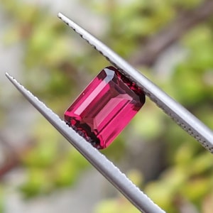 1.90 Ct Cranberry Garnet Octagon | 6x8 MM Raspberry Red Rhodolite | Deep Red Pink Loose Gem Stone | Natural January Birthstone