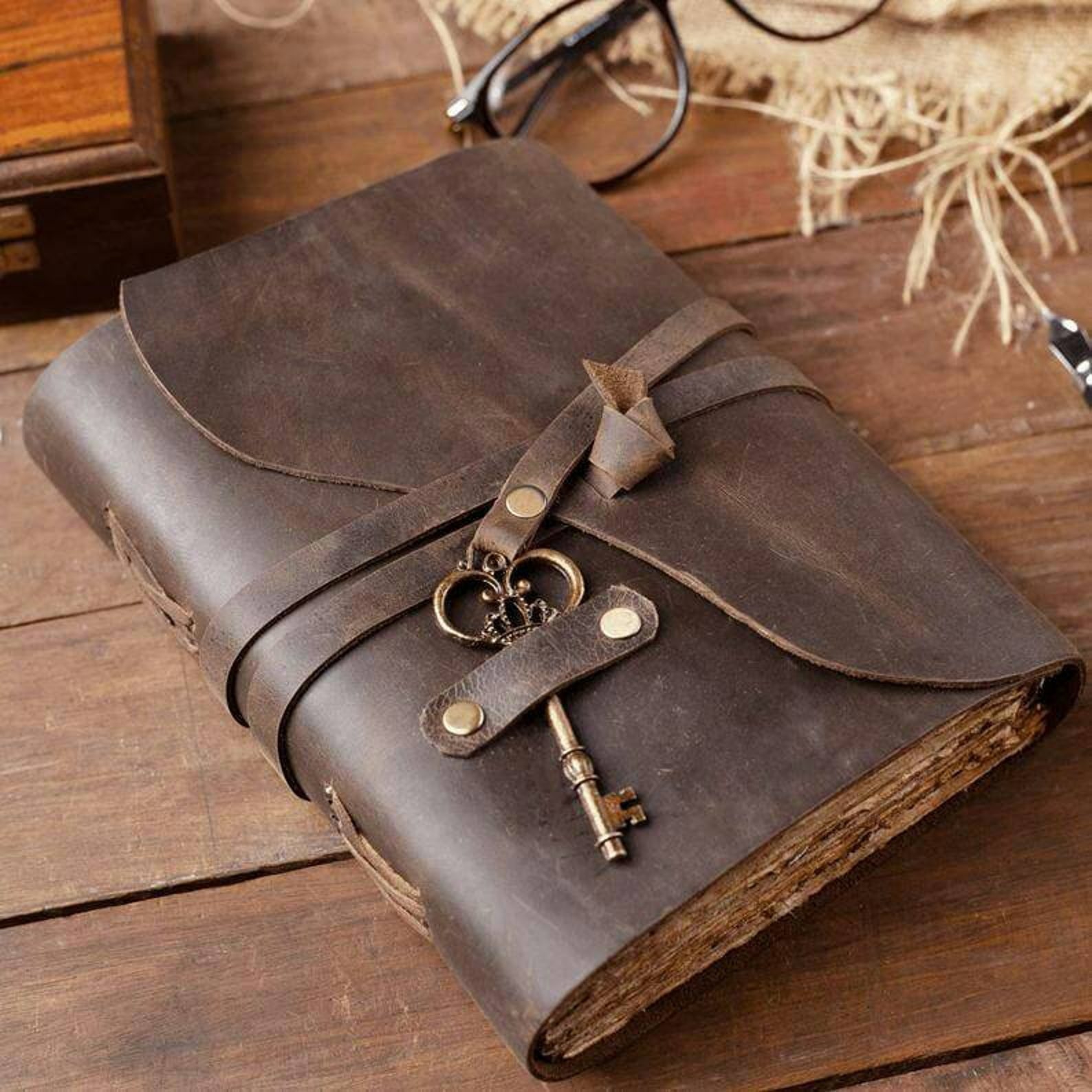 Rustic Vintage leather journal leather notebook Genuine Etsy