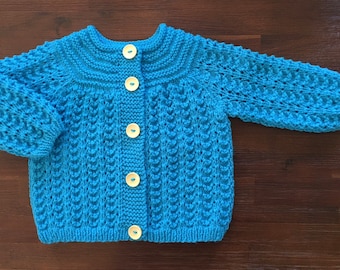 Hand knitted cardigan, size 6-9 months