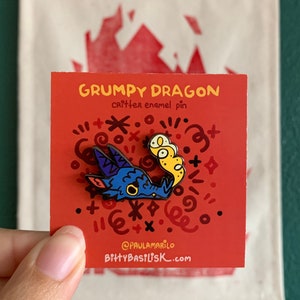Grumpy Dragon Hard Enamel Pin | Lapel Pin | Hard Enamel | Colorful | Moody | Mood | Angry | Brooch | Free Shipping