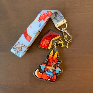 Bookwyrm Dragon Wristlet Keychain | Acrylic Keychain | Charm | FREE Shipping