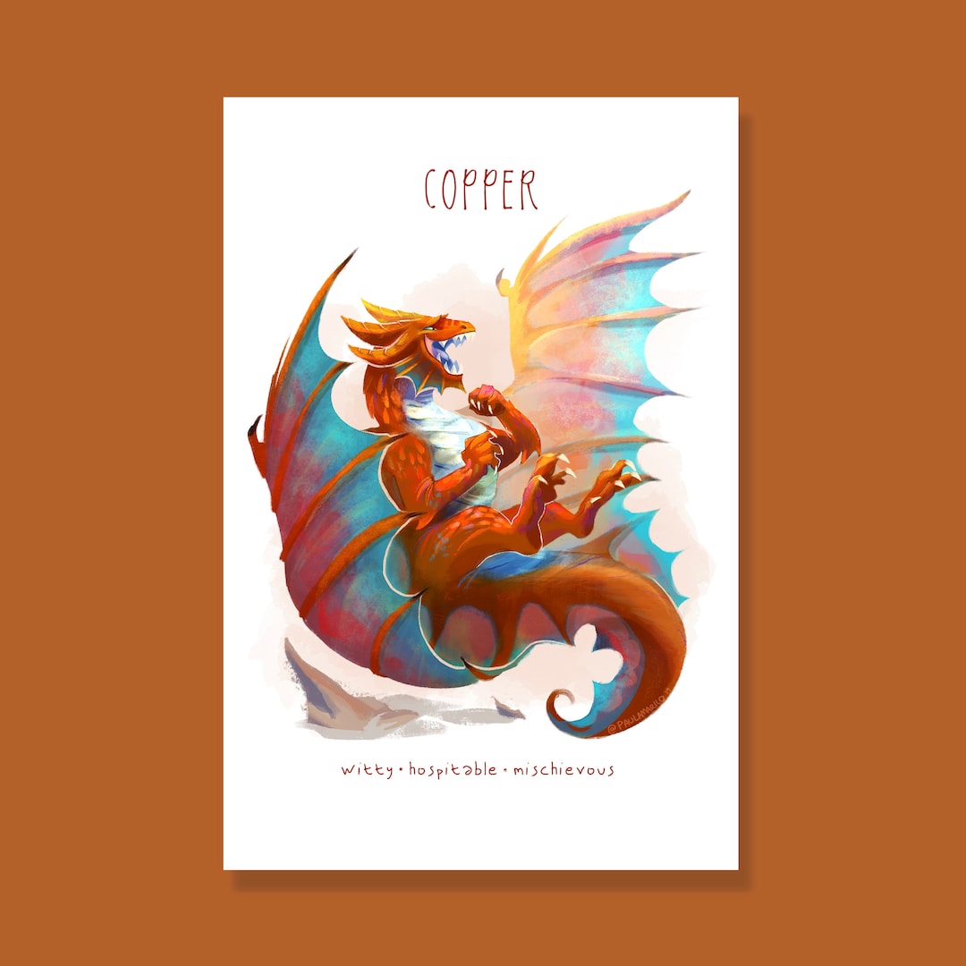 Copper Dragon Art Print Poster Dnd D&D Dungeons and Dragons Metallic