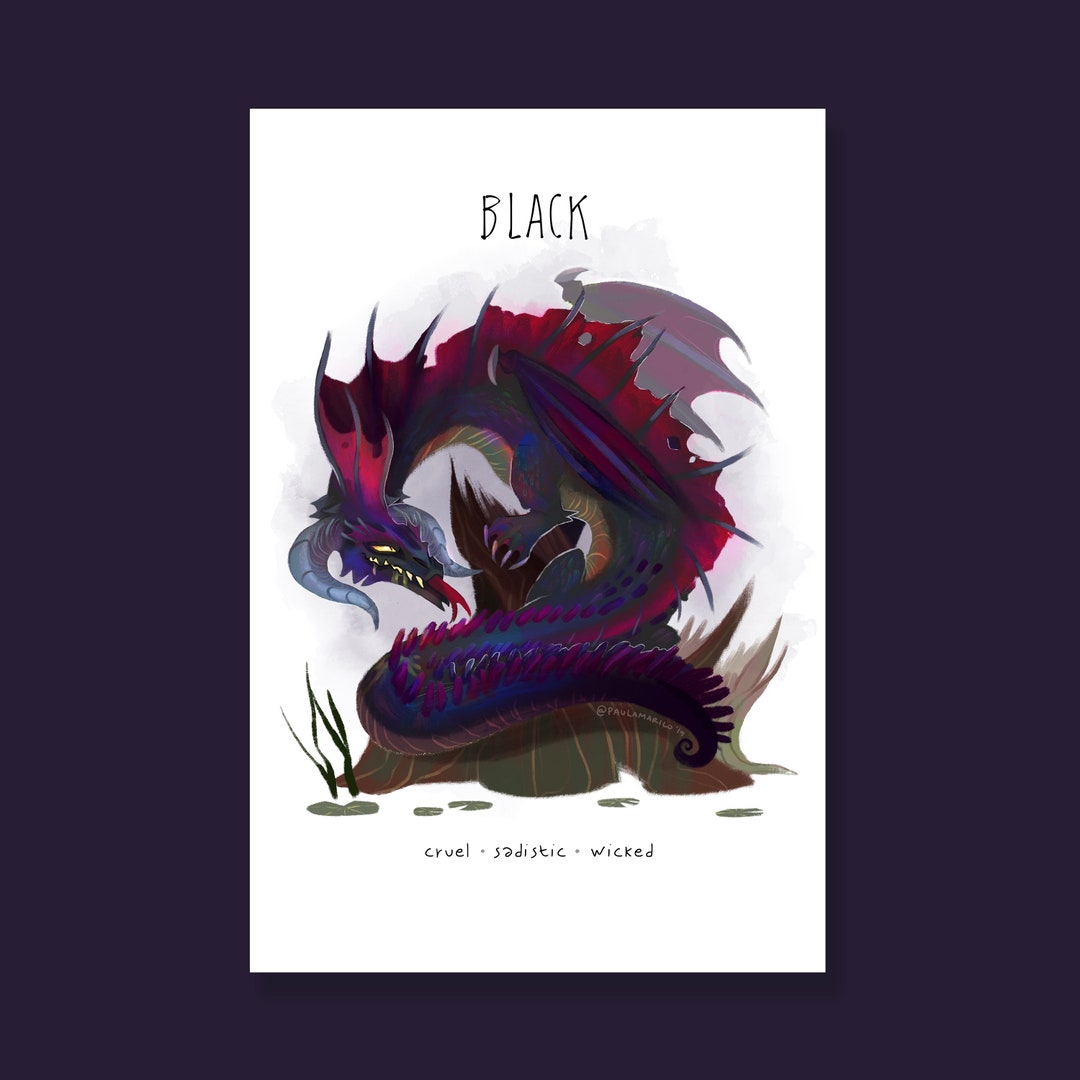 Black Dragon Art Print Poster Dnd D&D Dungeons And - Etsy