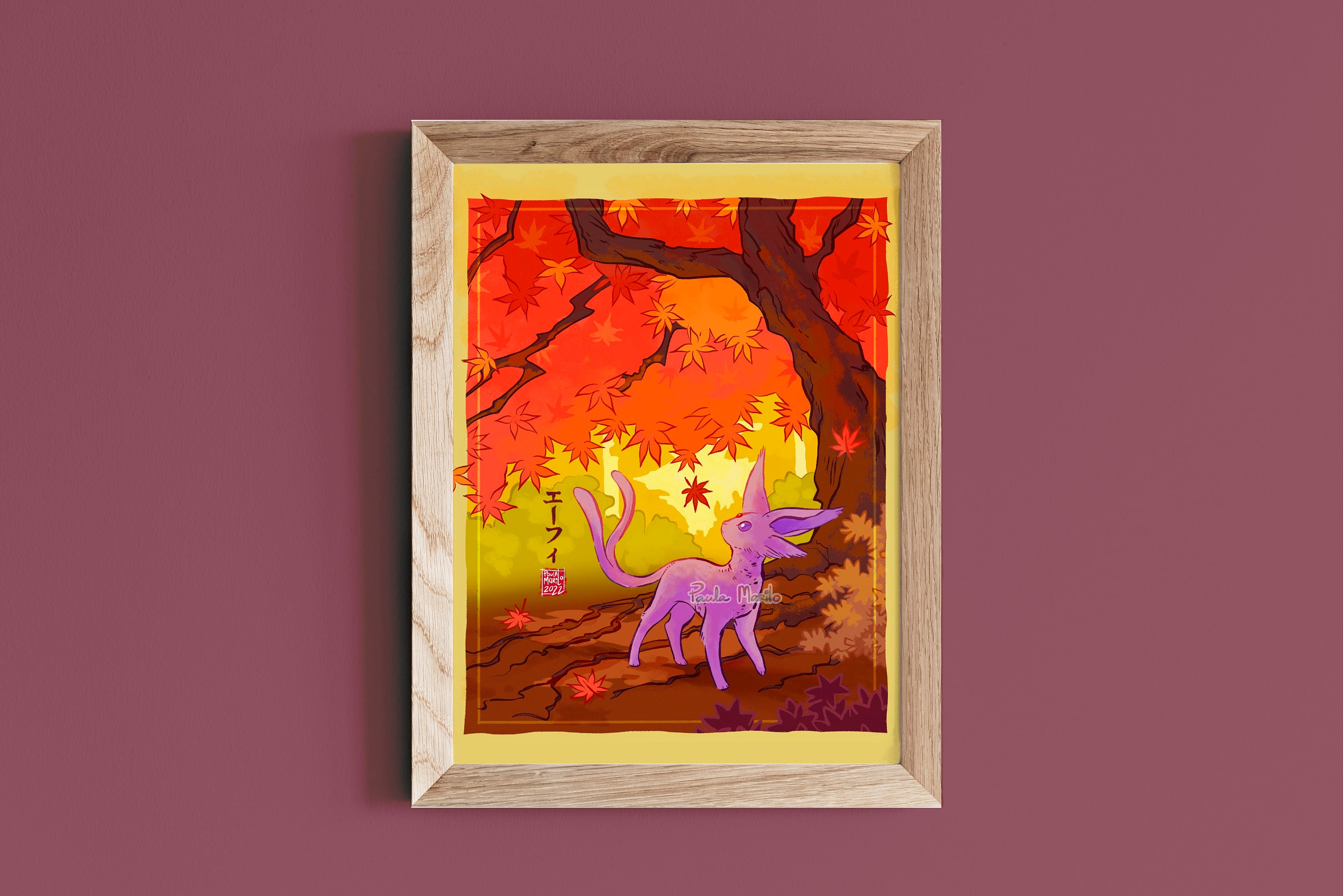 Sunny Day Espeon Pokemon Print | Poster | Pokemon | Decor | Ukiyoe | Wall Art | Cottagecore | Anime | pkm | Home Decor |