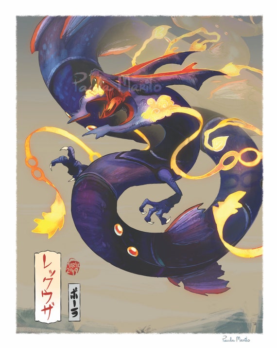 Delta Stream Shiny Rayquaza Pokemon Print Poster Pokemon 