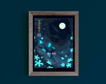 Lunar Dance Shiny Umbreon Pokemon Print | Poster | Pokemon | Decor | Ukiyoe | Wall Art | Fairycore | Anime | pkm | Home Decor |