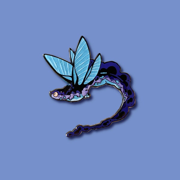 Dragon Hard Enamel Pin | Blue Plumed Skimmer Fiery Dragonfly | Lapel Pin | Hard Enamel | Lava | Free Shipping