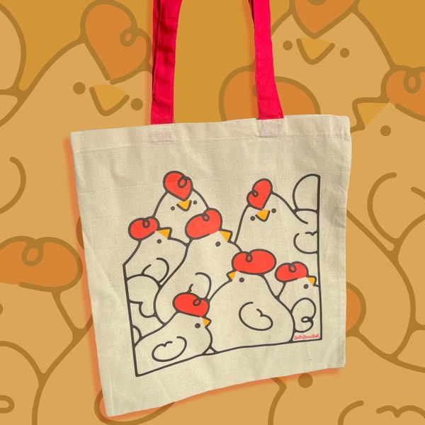 Chicken Flock Reusable Tote Bag | Pack | chooks | Sack | cottagecore | Cute | rustic | Farmcore