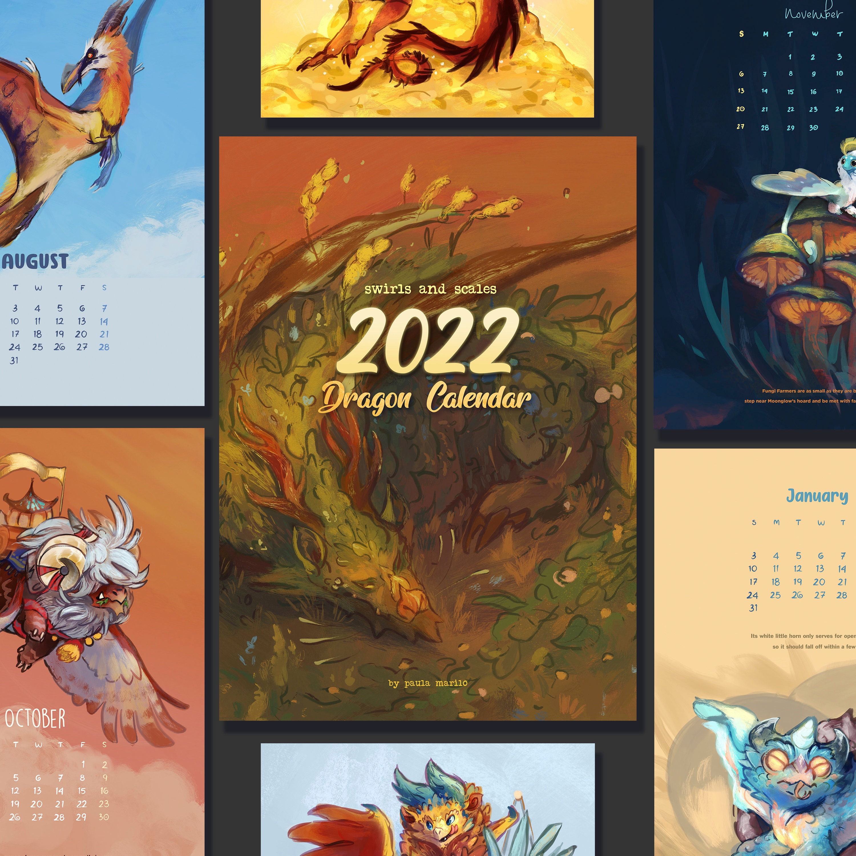 Dragon Calendar 2022 Dragon Desk Calendar 5X7 Swirls & Scales 2022 Dragon | Etsy Ireland