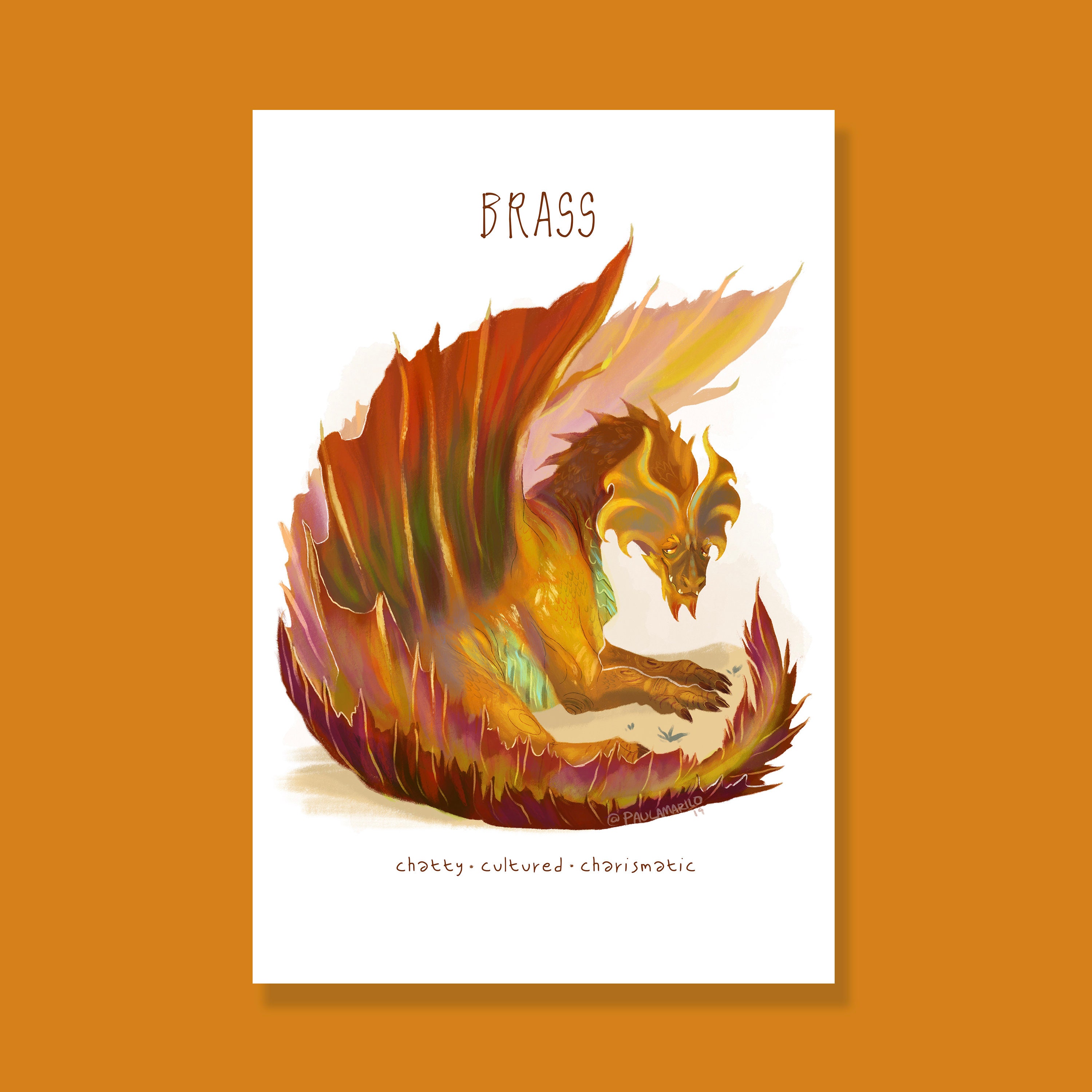 Brass Dragon Art Print | Poster | DnD | D&D | Dungeons and Dragons | Metallic Dragon | Bahamut | Monster Manual | Good | Adventure