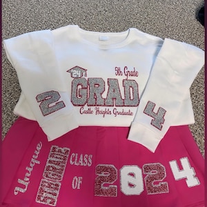 Kids Grad Set | Custom Skirt and Crewneck Outfit | Custom Grad Outfit