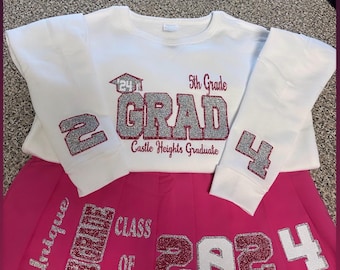 Kids Custom Grad Outfit: Skirt and Crewneck Set