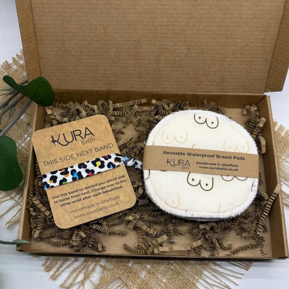 New Mum Gift Box: Reusable Breast Pads 'this Side Next' Band